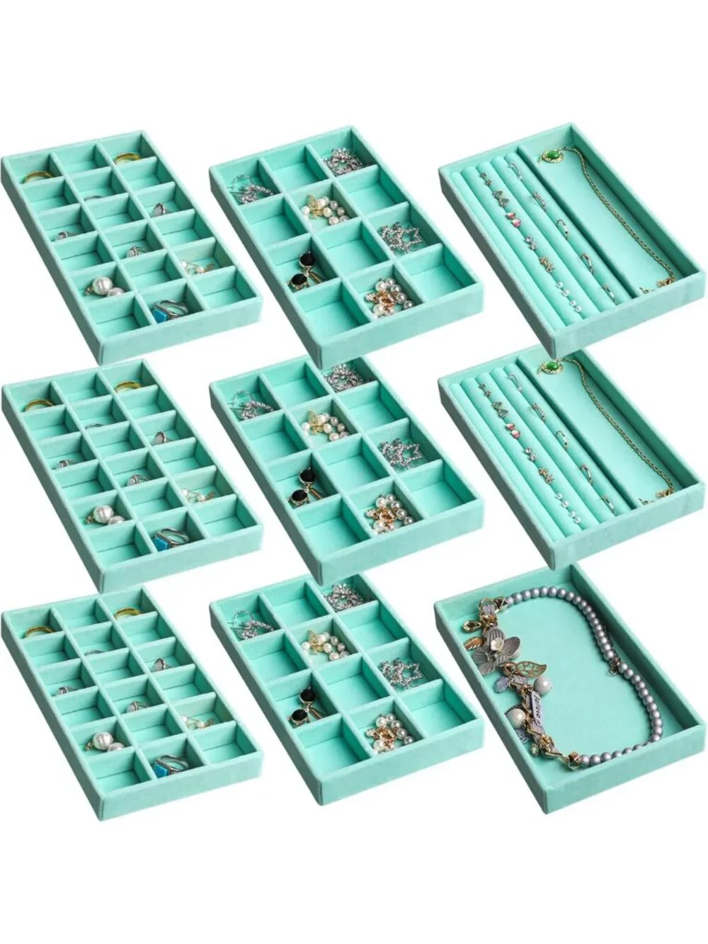 Jewelry Organizer Set of 9 - Stylish Drawer Trays for Storage & Display